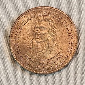 Vintage Thomas Jefferson Commemorative Coin – Third U.S. President, Historical Bronze Token