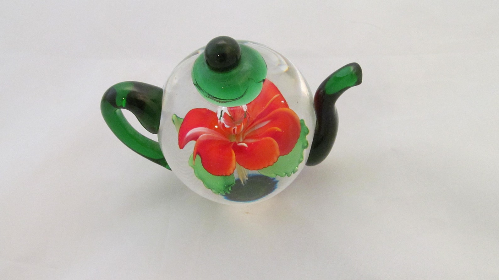 Vintage Glass Teapot Paperweight, Dynasty Gallery Heirloom Collectibles