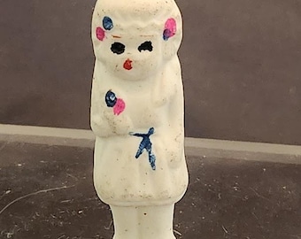 Vintage Japan Penny Doll – Hand-Painted Frozen Charlotte Style Bisque Doll – 2" Tall