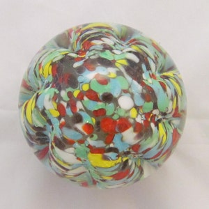Vintage Glass Paperweight – Pastel Carnival Confetti Swirl – 2.75&quot; Tall