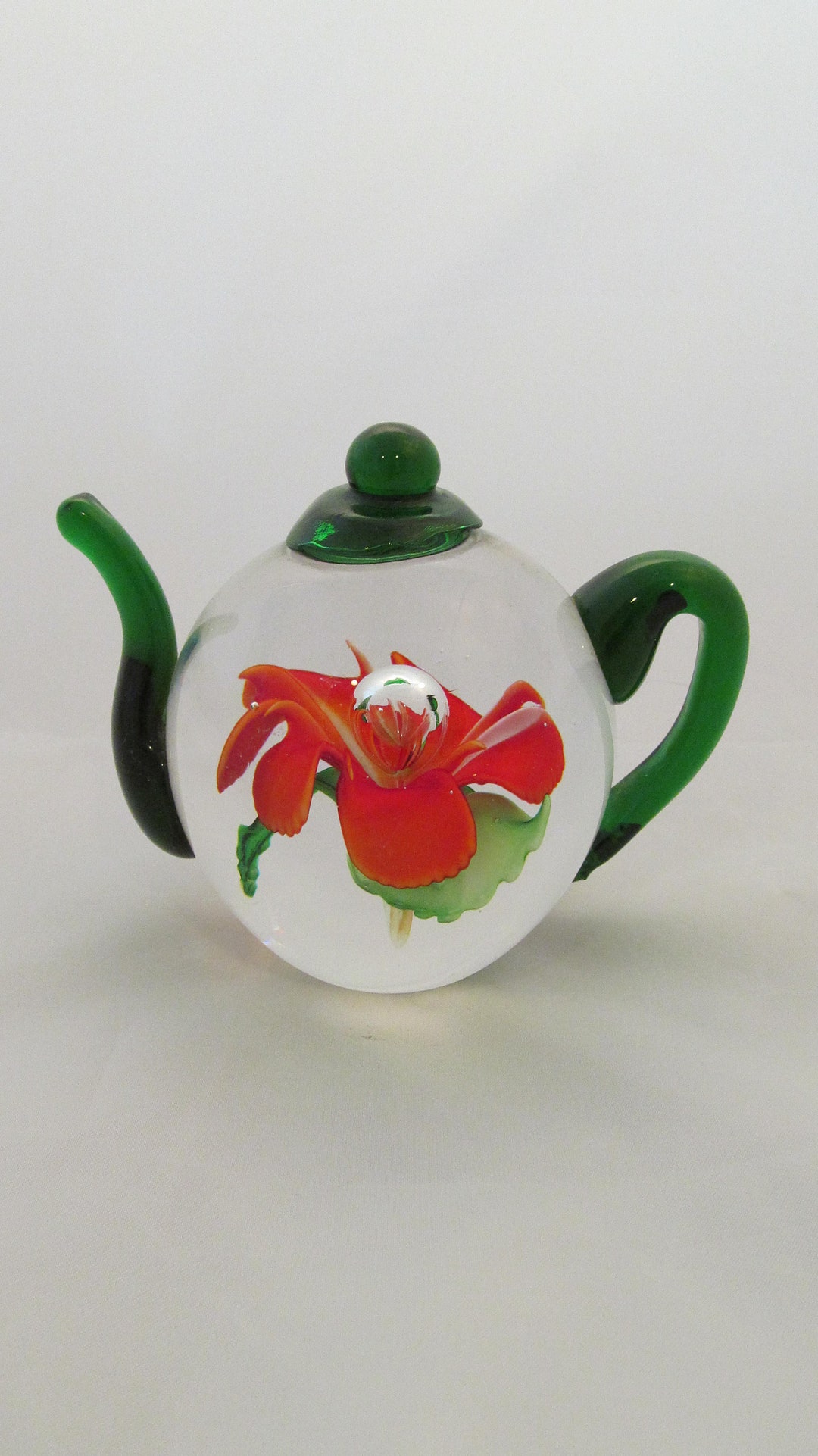 Vintage Glass Teapot Paperweight, Dynasty Gallery Heirloom Collectibles