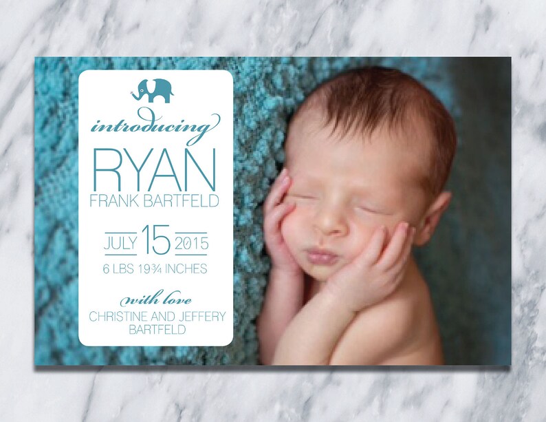 Elephant Birth Announcements/ Boy Announcements Etsy