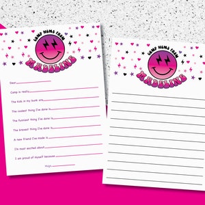 Sleepaway Camp Stationery/ Notes from Camp/ Smiley face Thank you cards
