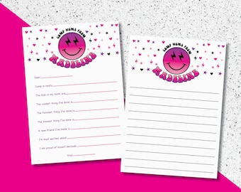 Papelería para campamentos de verano/ Notas del campamento/ Tarjetas de agradecimiento con caras sonrientes