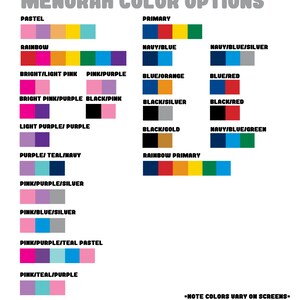 Puede incluir: Un gr&aacute;fico que muestra las opciones de color para una menor&aacute;. El gr&aacute;fico est&aacute; dividido en dos secciones: "Pastel" y "Primario". Cada secci&oacute;n muestra una variedad de combinaciones de colores, incluyendo arco&iacute;ris, rosa, morado, azul, verde azulado, azul marino, negro, plata, oro y verde.
