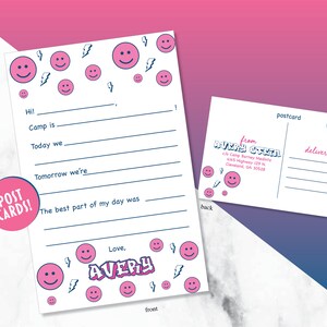 Sleepaway Camp Stationery/ Notes from Camp/ Smiley face Thank you cards
