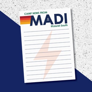 Sleepaway Camp Stationery/ Camp Stationery/ Notes from Camp/ Lightening Bolt Thank you/ Camp Notepads
