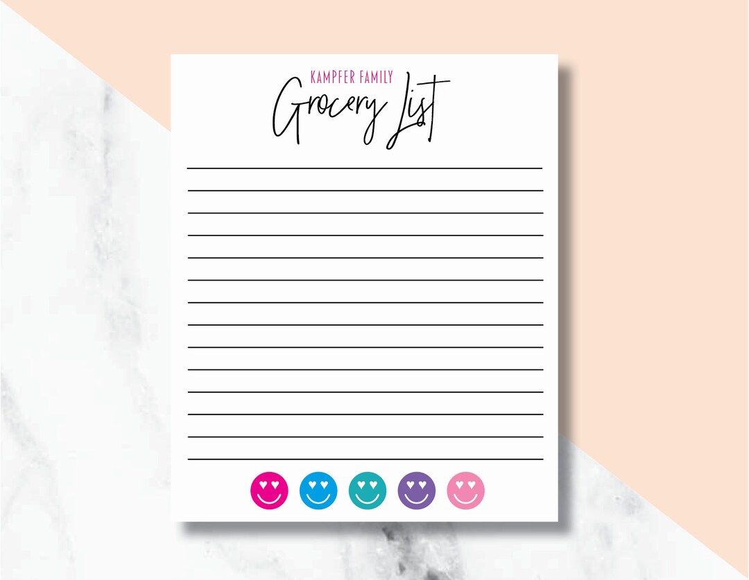 Grocery List Notepads Personalized Grocery List Notepads/ Custom