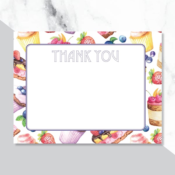 Dessert Thank You Card/ Cupcake Stationery