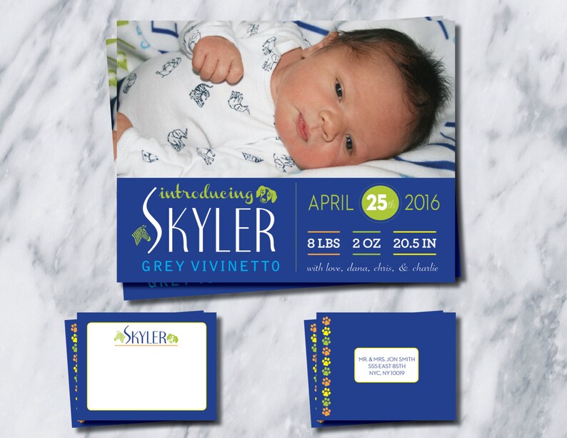 Animal Theme Birth Announcements