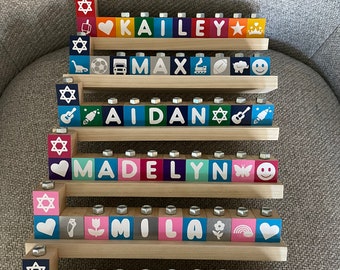 Children Menorah, Children's Personalized Wood Block Menorah, Boy Girl  Personalized Menorah, Kids Menorah, Baby Birth Gift