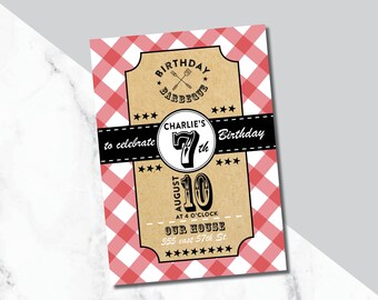 BBQ Birthday party Invitations/ Grilling Birthday Party/ backyard party