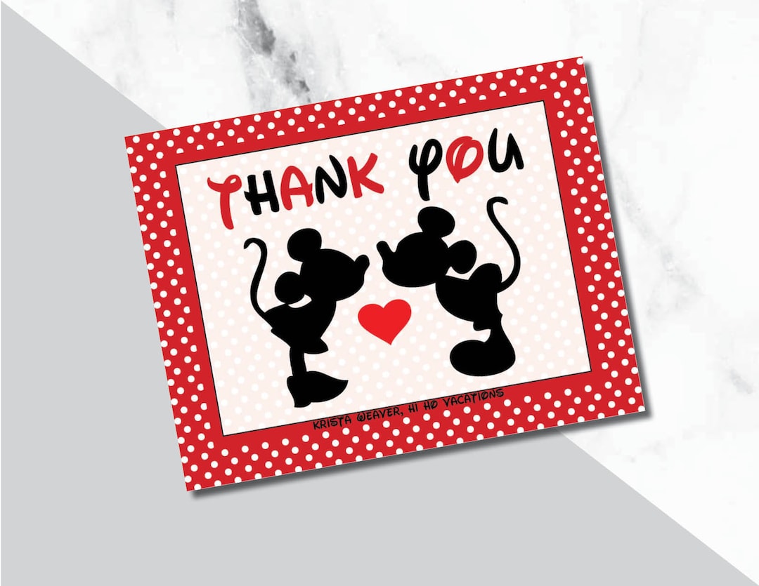 Mickey Mouse Thank You Cards - Etsy