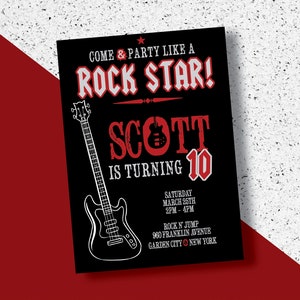 Rock and Roll Birthday invitation  / Music birthday invitation / Rock N Roll Birthday Invitation