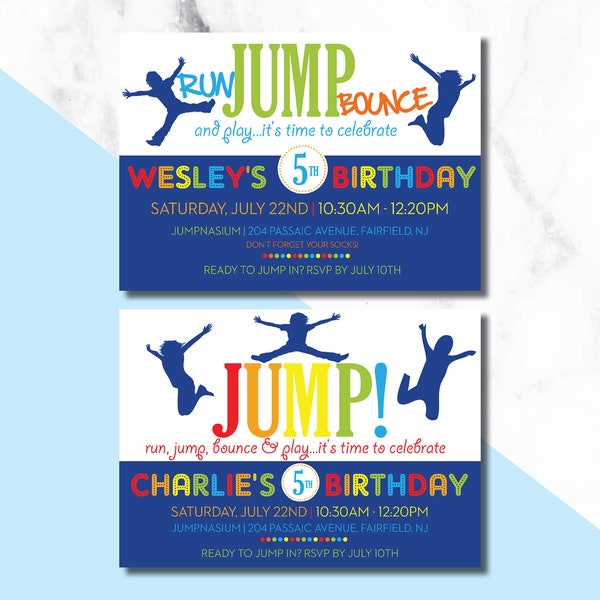 Jumping/ bouncing Birthday party Invitations