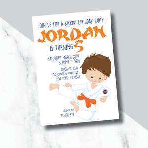 Karate invitations/ Martial arts Birthday Invitations