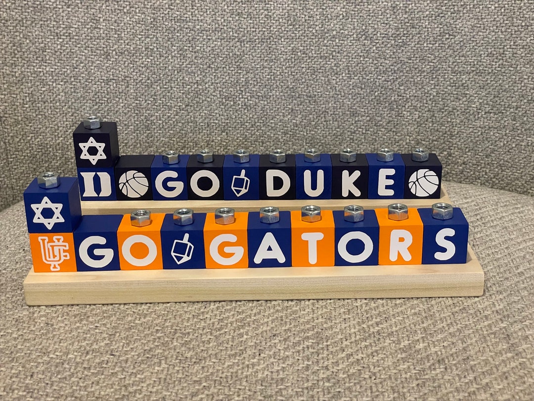 College Themed Hand Painted Menorahs, Children Menorah, College