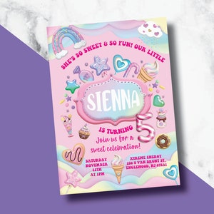 sweet birthday invitation/ sweet birthday invitation/ cupcake birthday invitation/ candy land birthday invitation