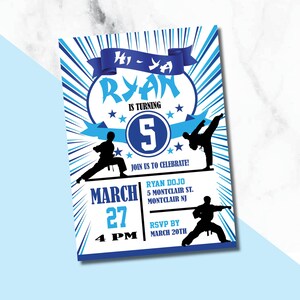 Karate invitations/ Martial arts Birthday Invitations