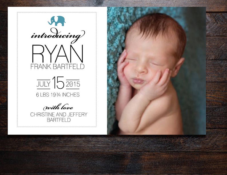 Elephant Birth Announcements/ Boy Announcements Etsy
