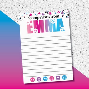 Sleepaway Camp Stationery / Notes from Camp/ Heart Thank you cards / Camp notecards /Camp smiley face stationery