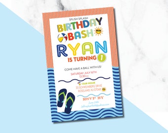 Summer Birthday invitations/ Beach Birthday Invitations
