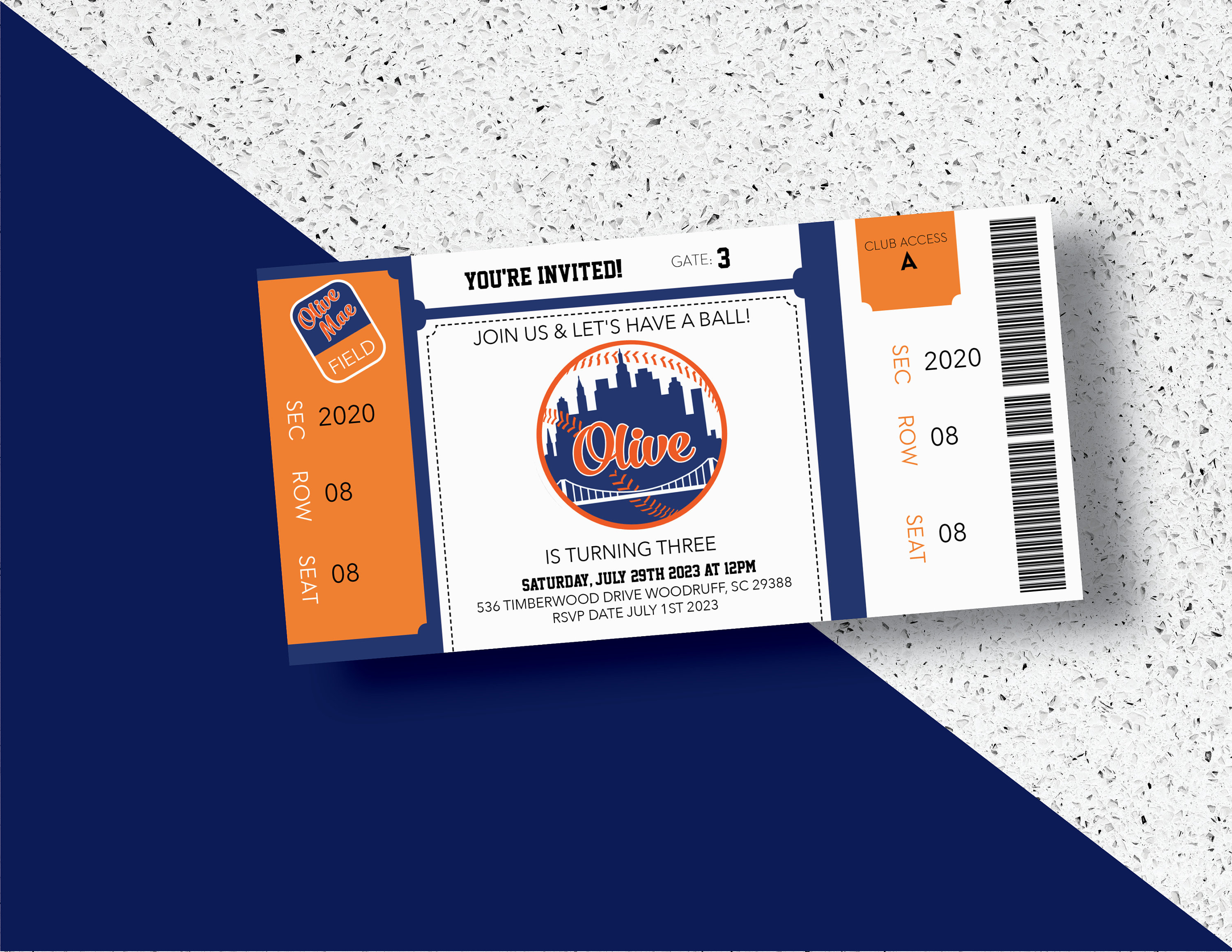 Baseball Birthday Invitations/ NY Mets Birthday Invitation / - Etsy