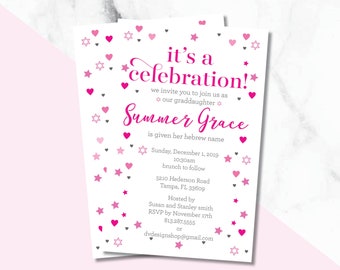 Beautiful Baby Girl naming Invitations/ Baby Naming Invitations