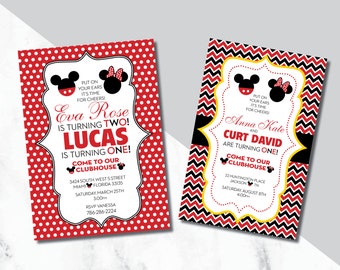 Mickey Mouse Invitation for Twins