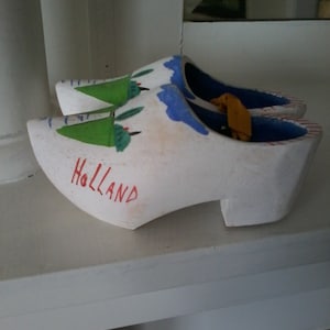 1950s HOLLAND CLOGS WOOD Original Box 1950s Amsterdam Hand Painted Souvenir