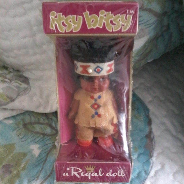 60s ITSY BITSY DOLL Indian Boy Regal Toy Ltd. Toronto Canada #10417 1960s Sealed Box Collectible