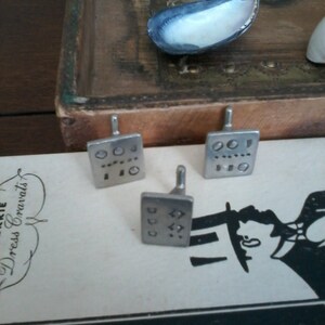 MODERNIST CUFF LINKS Lapel Pin Uncommon Antique Silver