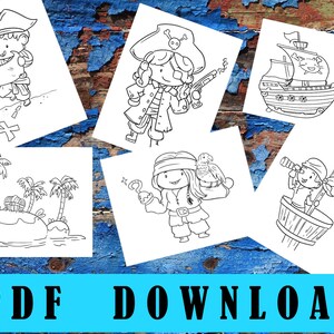 11 Pirate Boys and Girls Coloring Pages, Cute & Funny For Kids, For Birthday Party or Stay at Home, Fun Activity, PDF Download