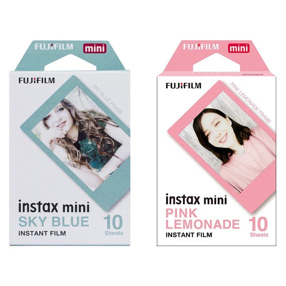 Fujifilm Fuji Instax Mini Photo Format Bleu Ciel Cadre Rose Etsy