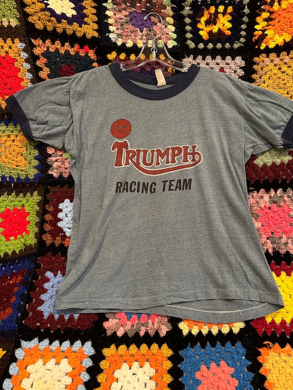 Vtg 70s Triumph Racing Team Shirt - image 1