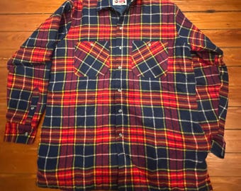 Vintage 80’s 90’s Red Plaid Chore Coat SZ L