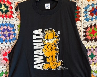 Vintage 90s Awanita Garfield Crop Top -XL- oversized