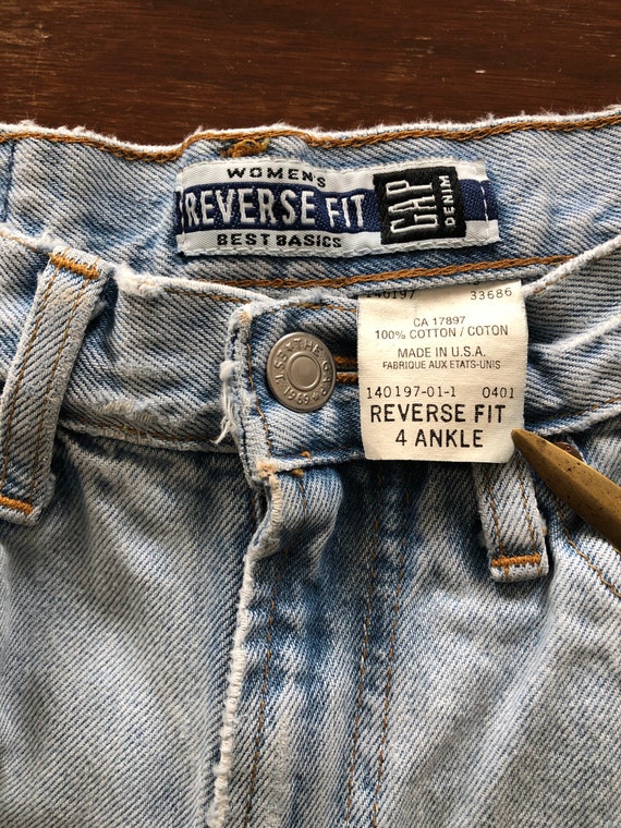 Vintage 90s GAP Jeans-Light Wash-Reverse Fit-Made… - image 8
