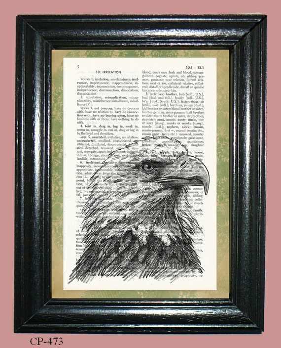 Bald Eagle Dictionary Page Art Dictionary Print Page Art Print Etsy