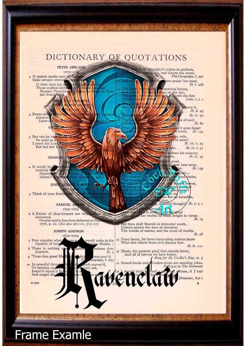 RAVENCLAW CREST Art Vintage Beautiful Book Page Art Print Etsy