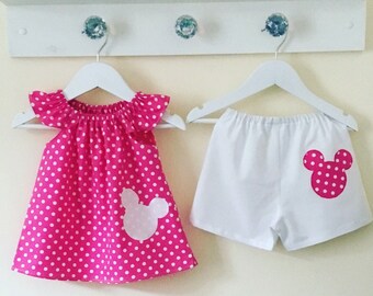 Babyhug Disney Cotton Knit Shorts with Minnie Mouse Graphics- Pink main image 1