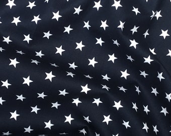 Navy blue and white star stars 100% cotton quality quilting crafts dressmaking nursery girls material fabric x HALF METRE - two sizes