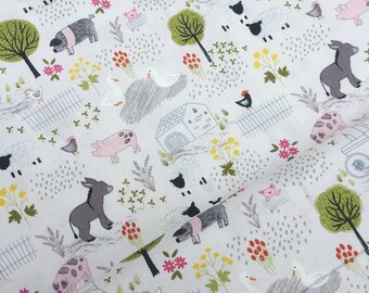 per half metre Farmyard Print Jersey Fabric