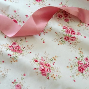 Ivory pink vintage style small pink roses flower floral 100% quality cotton fabric by Rose & Hubble X HALF METRE image 6