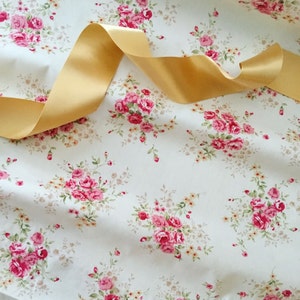 Ivory pink vintage style small pink roses flower floral 100% quality cotton fabric by Rose & Hubble X HALF METRE image 5