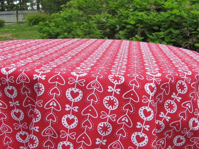 Cotton tablecloth with Heart Print Square / Round / Oval Tablecloth / Table Runner Scandinavian design linens image 4