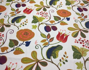 Cotton tablecloth with multicolor exotic print; Swedish design fabric linens