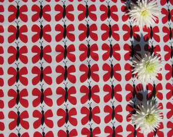 Red Butterfly Cotton Tablecloth, 56" Square or Round