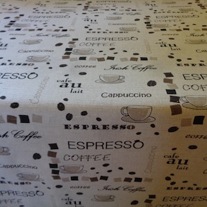 Leinen Tischdecke mit Kaffee Motiven