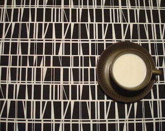 Black & White Cotton Tablecloth with Graphic Print 40" x 56"
